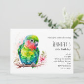 Invitation Perroquet Vert - Joyeux Anniversaire Bébé Oiseau (Debout devant)