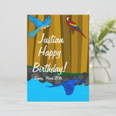 Invitation Perroquets Exotiques Dans La Forêt Anniversaire Fê (Debout devant)