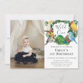 Invitation Perroquets exotiques tropicaux Sauvages Un 1er ann (Devant)