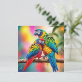 Invitation Perroquets Macaw Colorés Sur Une Branche-45739 (Debout devant)