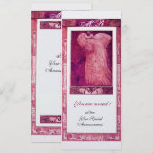 Invitation PERRUCHE AMOUR MARIAGE MONOGRAMME Perle Rose Blanc (Devant / Derrière)