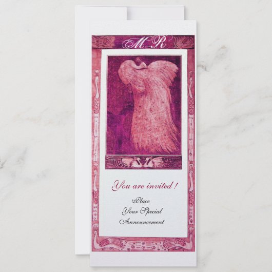 Invitation PERRUCHE AMOUR MARIAGE MONOGRAMME Perle Rose Blanc (Devant)