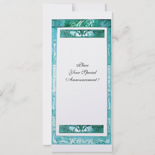 Invitation PERRUCHE D'AMOUR DE MARIAGE MONOGRAMME Perle Bleue (Dos)