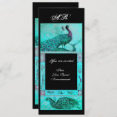 Invitation PERRUCHES AMOUR MARIAGE MONOGRAMME bleu noir (Devant / Derrière)