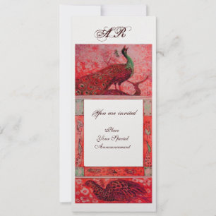 Invitation PERRUCHES AMOUR MARIAGE MONOGRAMME glace métalliqu