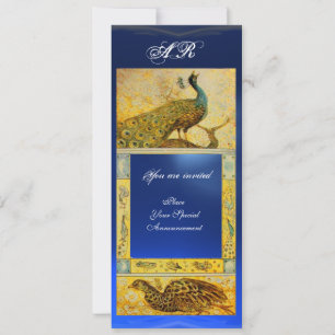 Invitation PERRUCHES AMOUR MARIAGE MONOGRAMME marron bleu jau