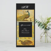 Invitation PERRUCHES AMOUR MARIAGE MONOGRAMME marron jaune no (Debout devant)