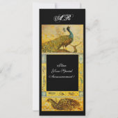 Invitation PERRUCHES AMOUR MARIAGE MONOGRAMME marron jaune no (Dos)