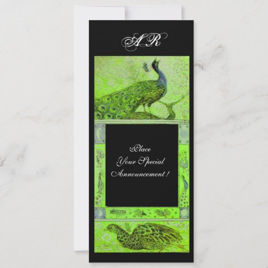 Invitation PERRUCHES AMOUR MARIAGE MONOGRAMME vert noir (Dos)