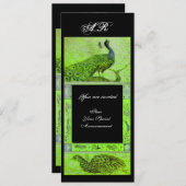 Invitation PERRUCHES AMOUR MARIAGE MONOGRAMME vert noir (Devant / Derrière)