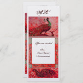 Invitation PERRUCHES D'AMOUR DE MARIAGE MONOGRAMME glace roug (Devant / Derrière)