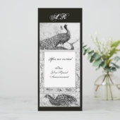 Invitation PERRUCHES D'AMOUR DE MARIAGE MONOGRAMME noir blanc (Debout devant)