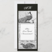 Invitation PERRUCHES D'AMOUR DE MARIAGE MONOGRAMME noir blanc (Dos)