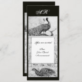 Invitation PERRUCHES D'AMOUR DE MARIAGE MONOGRAMME noir blanc (Devant / Derrière)
