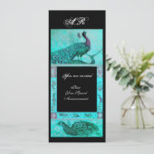 Invitation PERRUCHES MONOGRAM amour mariage bleu noir (Debout devant)