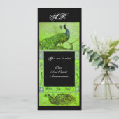 Invitation PERRUCHES MONOGRAMME AMOUR MARIAGE vert noir (Debout devant)