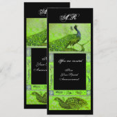 Invitation PERRUCHES MONOGRAMME AMOUR MARIAGE vert noir (Devant / Derrière)