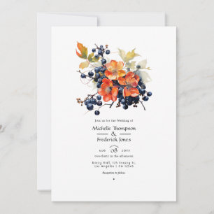 Invitation Persimmon et Mariage floral de la marine