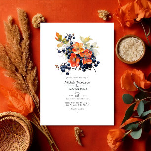 Invitation Persimmon et Mariage floral de la marine