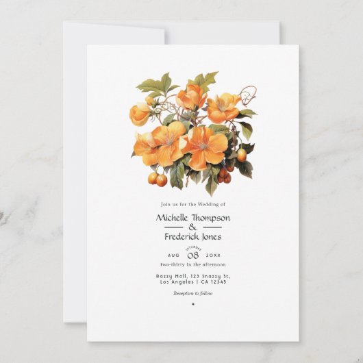 Invitation Persimmon Floral Mariage (Devant)