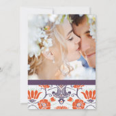 Invitation Persimmon orange pourpre et Mariage de paisley à m (Dos)