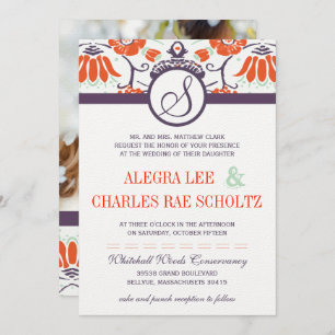 Invitation Persimmon orange pourpre et Mariage de paisley à m