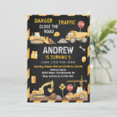 Invitation Personal A Modern Construction Birthday Party (Debout devant)