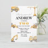 Invitation Personal A Modern Construction Boy Digger Birthday (Debout devant)