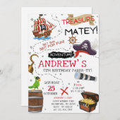 Invitation Personal Ahoy Mateys Pirate Ship Birthday Party (Devant / Derrière)