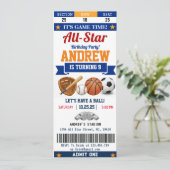 Invitation Personal All Star Sport Birthday Ticket for kid (Debout devant)