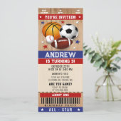 Invitation Personal All Stars Sports Billet Anniversaire (Debout devant)