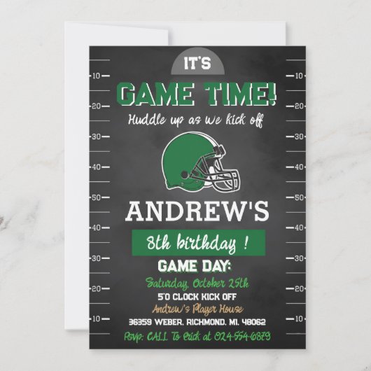 Invitation Personal American football Birthday (Devant)