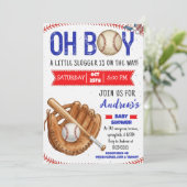 Invitation Personal Baseball Baby Shower Little Slugger (Debout devant)