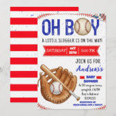Invitation Personal Baseball Baby Shower Little Slugger (Devant / Derrière)