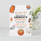 Invitation Personal Basketball Birthday card for boy (Debout devant)