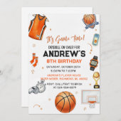 Invitation Personal Basketball Birthday card for boy (Devant / Derrière)
