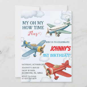 Invitation Personal Boy 1st Avion gosse Anniversaire