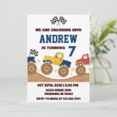 Invitation Personal Boy Monster Truck Birthday Party  (Debout devant)