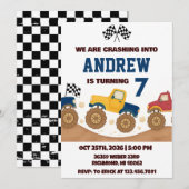 Invitation Personal Boy Monster Truck Birthday Party  (Devant / Derrière)