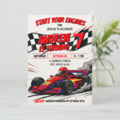 Invitation Personal boy Sports Race Car fête d'anniversaire (Debout devant)
