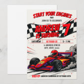 Invitation Personal boy Sports Race Car fête d'anniversaire (Devant / Derrière)