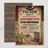 Invitation Personal Cowboy Hat and Lasso Wild West Birthday (Devant / Derrière)