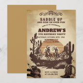 Invitation Personal Cowboy Western Birthday Party (Devant / Derrière)