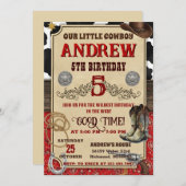 Invitation Personal Cowboy Wild West Rustic Wood Birthday (Devant / Derrière)