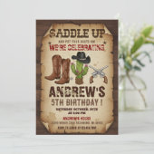 Invitation Personal Cowboy Wild Western Birthday Party (Debout devant)
