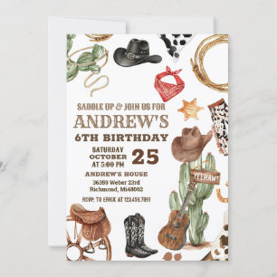 Invitation Personal Digital Cowboy Wild West Anniversaire