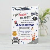 Invitation Personal Digital Police birthday for boy (Debout devant)