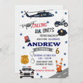 Invitation Personal Digital Police birthday for boy (Devant / Derrière)