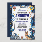 Invitation Personal Digital Police Officer Birthday Party (Devant / Derrière)