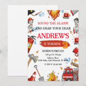 Invitation Personal Firefighter Birthday party (Devant / Derrière)